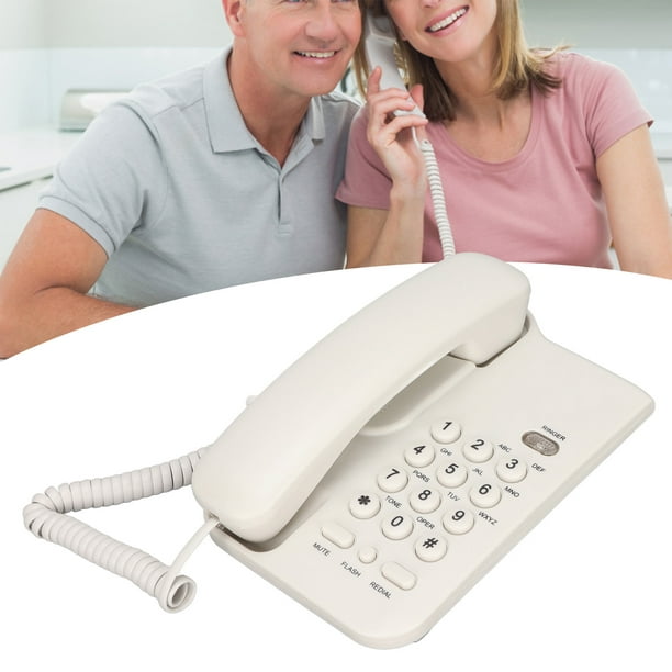  Teléfono con cable, soporte de pared para escritorio con cable,  teléfono manos libres, teléfono fijo con pantalla para oficina en casa,  hotel : Productos de Oficina