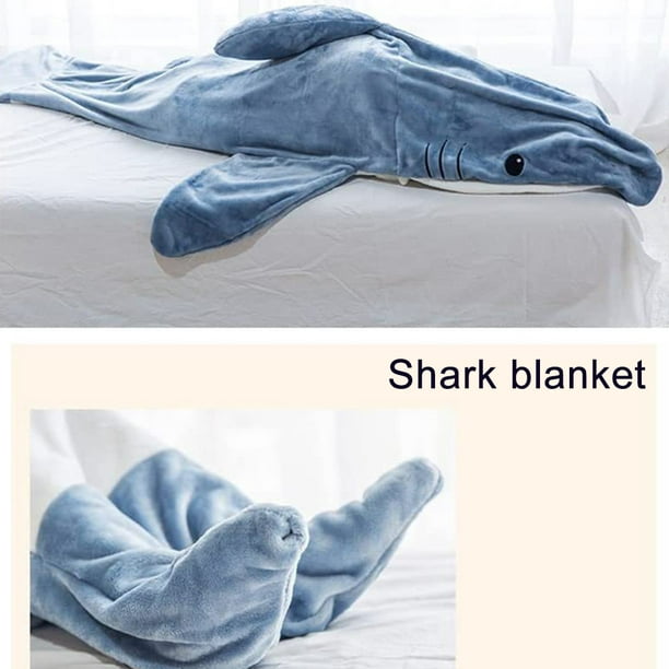  Manta de tiburón para adulto, manta de tiburón súper suave y  acogedora con capucha de franela, manta de tiburón con capucha para saco de  dormir, manta de tiburón para adultos y