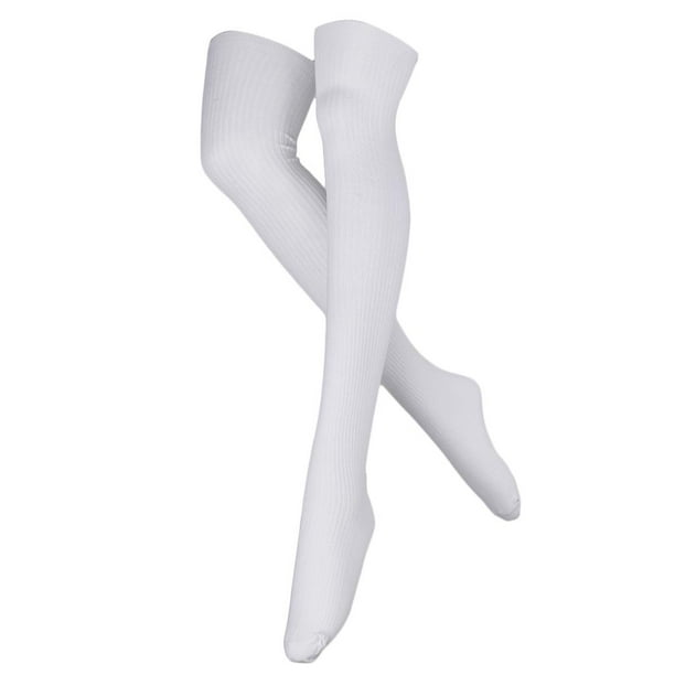 Calcetines de Mujer Sobre Muslo Suave Cómoda Elegante Blanco