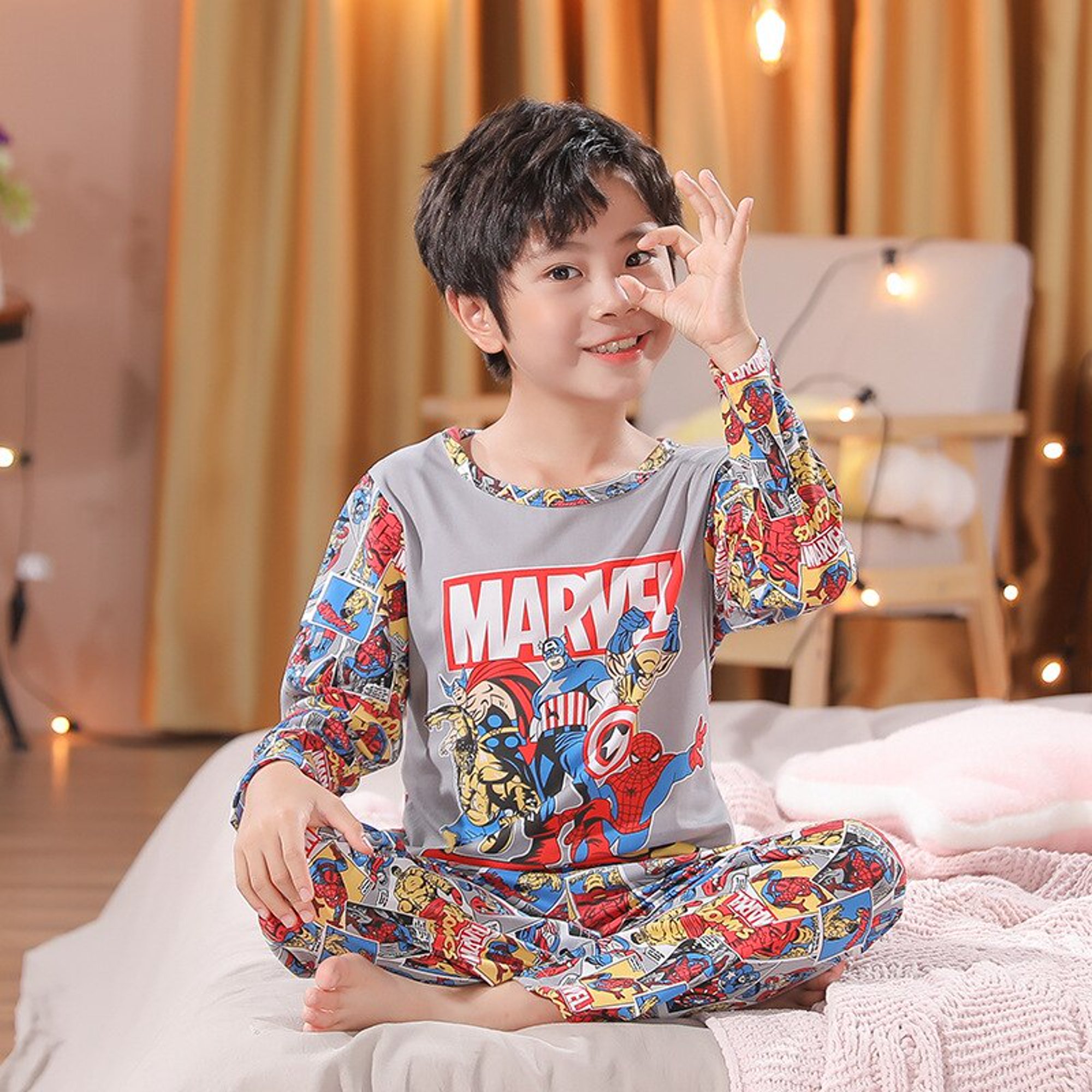 Pijama niño algodón Spiderman negro