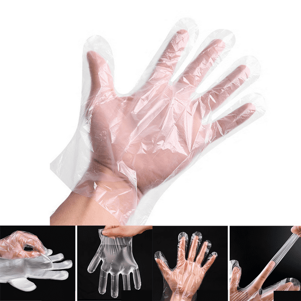 500 guantes desechables de plástico, guantes desechables para limpieza,  [Talla única]
