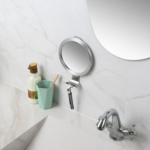 iDesign Espejo redondo para la ducha, pequeño espejo de ducha de metal  cromado con ventosa, espejo antivaho para afeitarse en el baño, plateado :  : Hogar y cocina