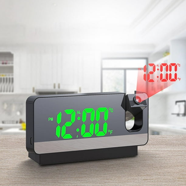 Reloj despertador con proyector electrónico, pantalla de temperatura con  espejo de fecha USB, reloj Soledad Despertador digital