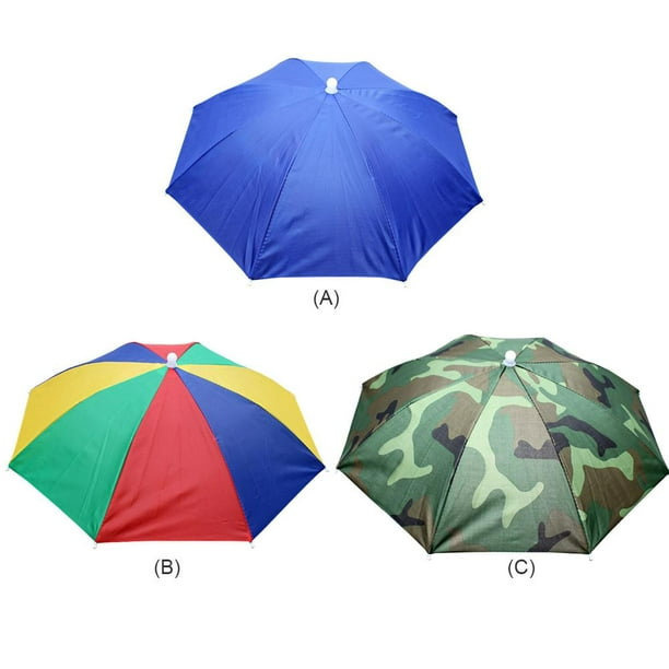 Comprar Paraguas plegable sombrero gorra sombreros paraguas para pesca  senderismo playa Camping gorra cabeza sombreros al aire libre