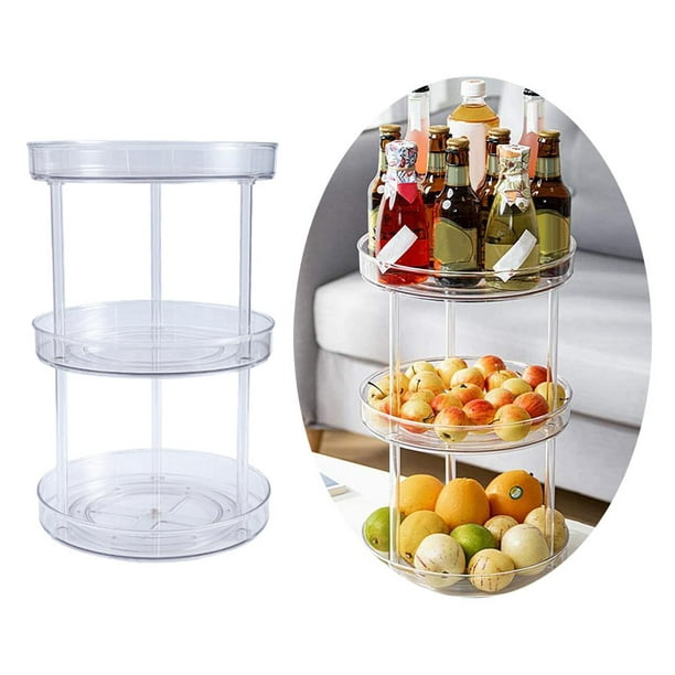 Organizador de mesa giratoria de 1/2 niveles, pequeño estante giratorio  para almacenamiento de alimentos, hecho de plástico sin BPA, transparente