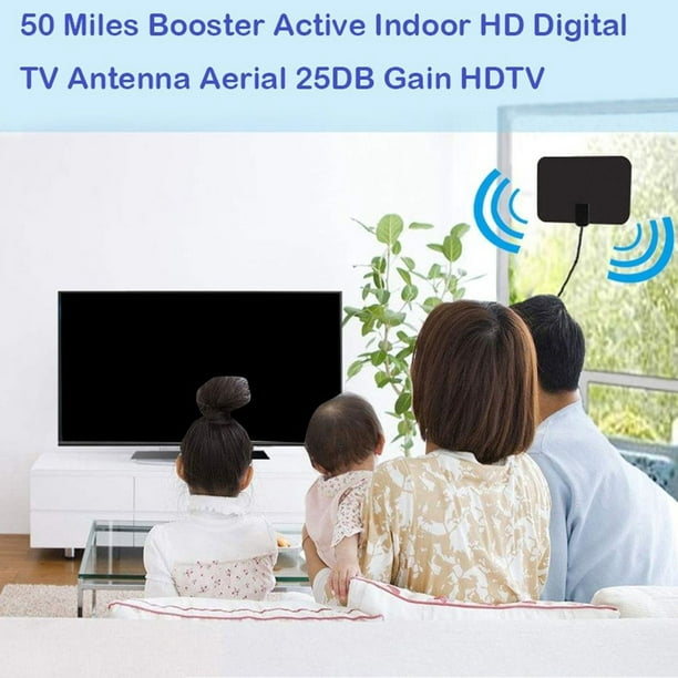 HDTV Antena TDT para interiores TV Antena Digital Amplificador Antena de  placa fina de 50 millas de largo alcance Inevent TX0966-01B