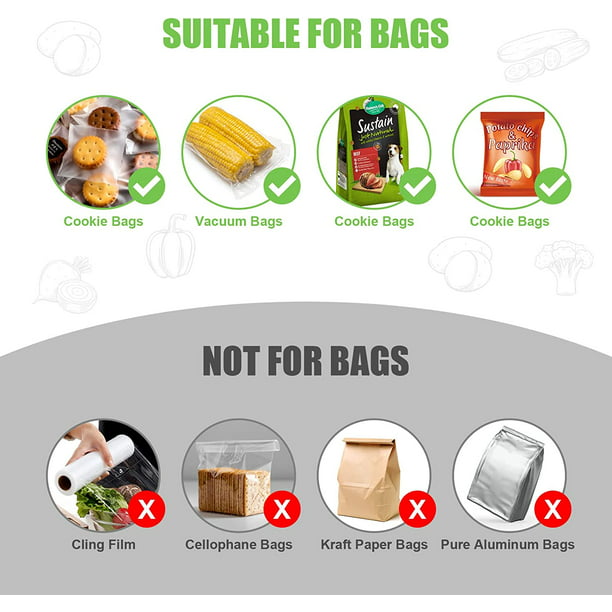 Gymqian Mini sellador de bolsas, sellador de vacío térmico de mano, para  ahorro hermético de almacenamiento de alimentos, vuelve a sellar bolsas de