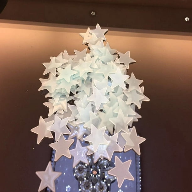 50 piezas 3d estrellas pegatinas de pared luminosas decoraciones