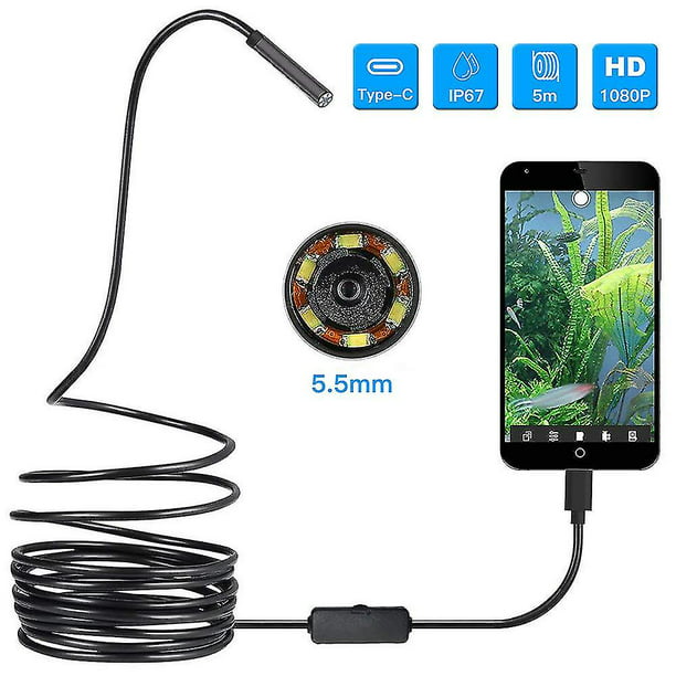 Camara Endoscopio Con Luz LED Para Android Celular De Inspeccion Del  Boroscopio 