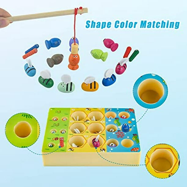Comprar Juguetes Montessori, juguetes educativos preescolares de madera 6  en 1, juego de pesca magnético, aprendizaje de matemáticas de habilidades  motoras finas para niños pequeños de 3 años y niñas