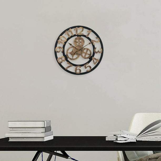 Reloj de pared redondo Retro creativo de gran tamaño, reloj de pared de  engranaje con números