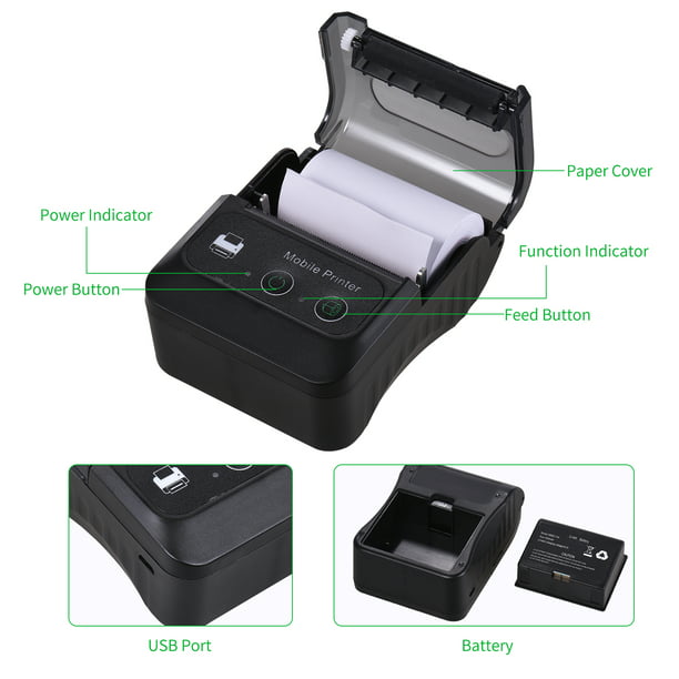 Mini Impresora térmica portátil inalámbrica de Recibos con