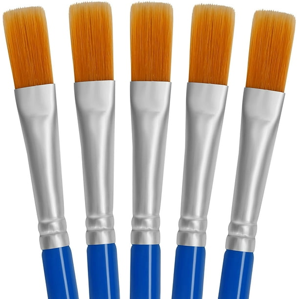 Pinceles para pintar azules (paquete de 50) - Pinceles para acrílico,  acuarela y óleo con cerdas de nailon y mango de plástico - Pincel para  pintar pequeño, fino y plano - Arte