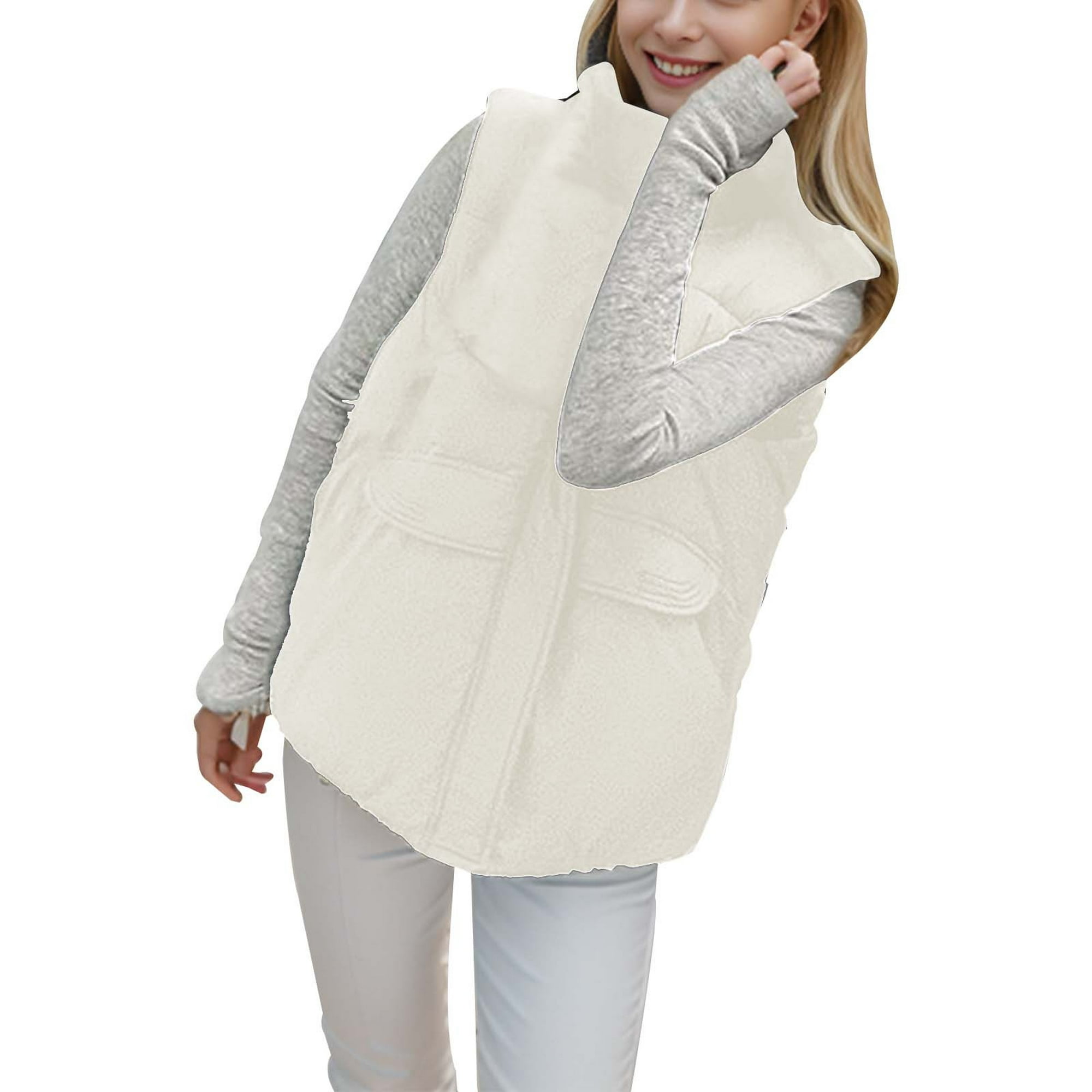Chaleco acolchado ligero sin mangas para mujer, cuello alto, longitud  media, chaleco acolchado con bolsillos, otoño e invierno
