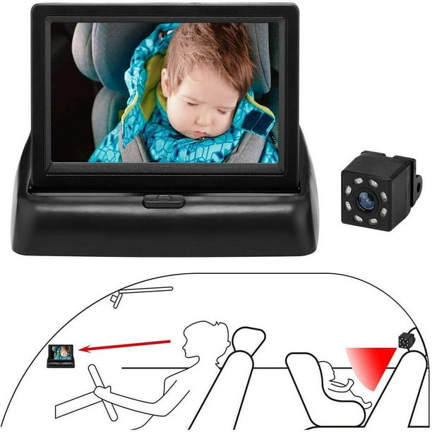 Comprar Espejo de coche para bebé 1080P, cámara para coche de bebé de 4,3  pulgadas, visión nocturna, cámaras de espejo para asiento de coche de  seguridad
