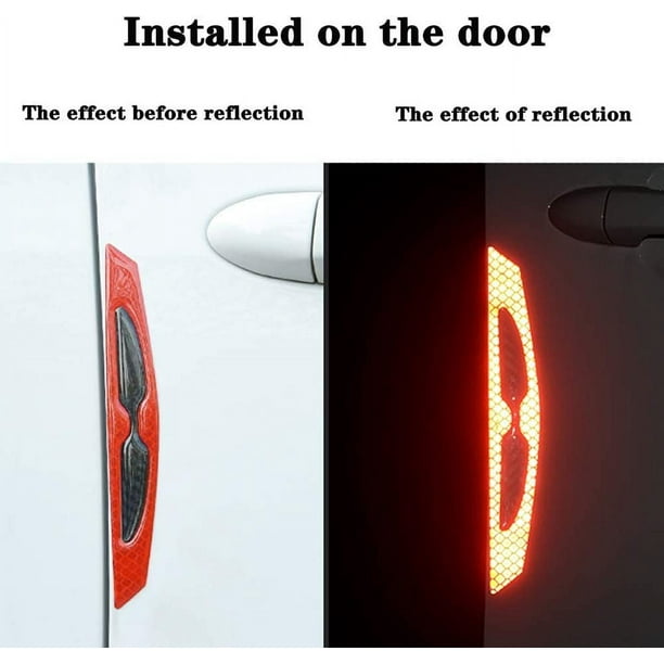 Pegatinas reflectantes para manija de puerta exterior de automóvil,  seguridad universal, reflectante, advertencia, resistentes a los arañazos,  8