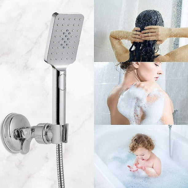 Soporte para cabezal de ducha, ventosa extraíble, soporte para cabezal de ducha  sin taladro, con cromo pulido para baño
