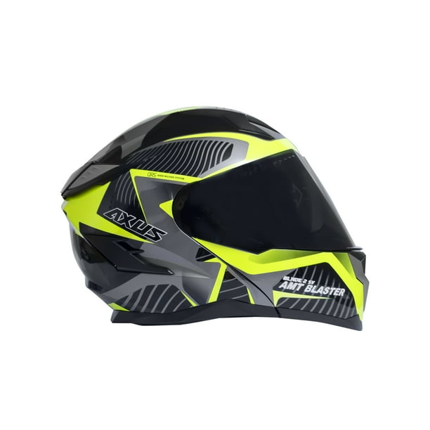 Casco de Moto Modular abatible hacia arriba para hombre, visera doble  Anti-UV, color amarillo, para carreras, conducción en la calle