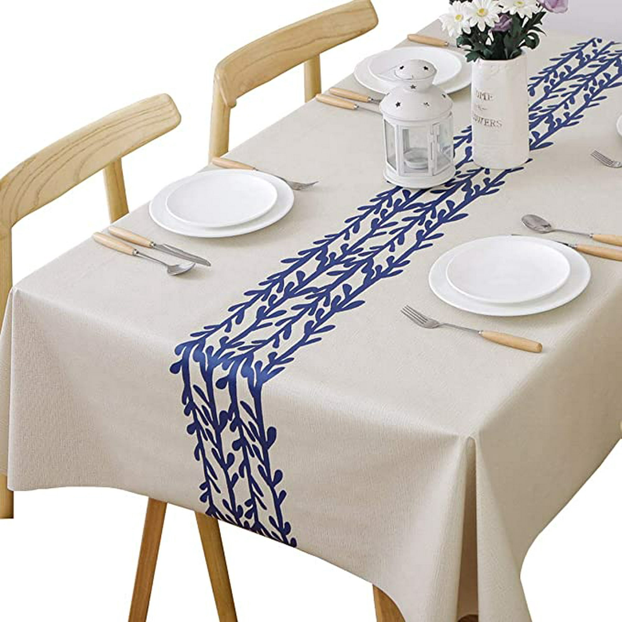 Mantel de PVC para mesa de comedor, mantel de plástico de vinilo resistente  al calor, 18 tamaños sin ALG (color A, tamaño: 35.4 x 63.0 in)