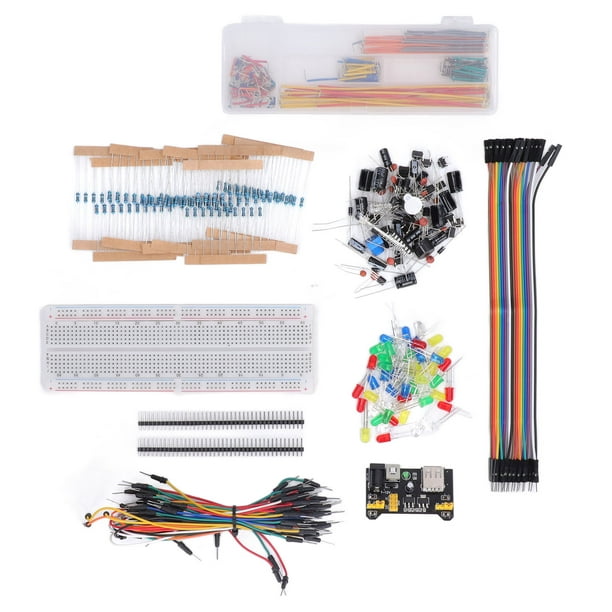  AMONIDA Kit de iniciación de componentes electrónicos, kit  básico de aprendizaje de proyectos, gran cantidad para entusiastas de la  electrónica, aprender componentes electrónicos : Electrónica