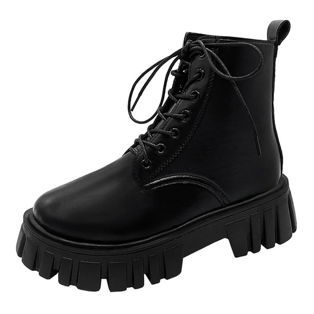 NECHOLOGY Botas Mujer Adulto Femenino Zapatos Botines de mujer Botas de tobillo negras a la moda vers tiles para mujer suelas gruesas de cuero y