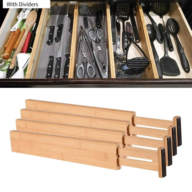  MariaMMDI - Separadores de cajones de bambú para organización  de cajones, organizador de cajones ajustable para diferentes tamaños de  cajones, perfecto para la organización de tu cocina o organización de  armario 