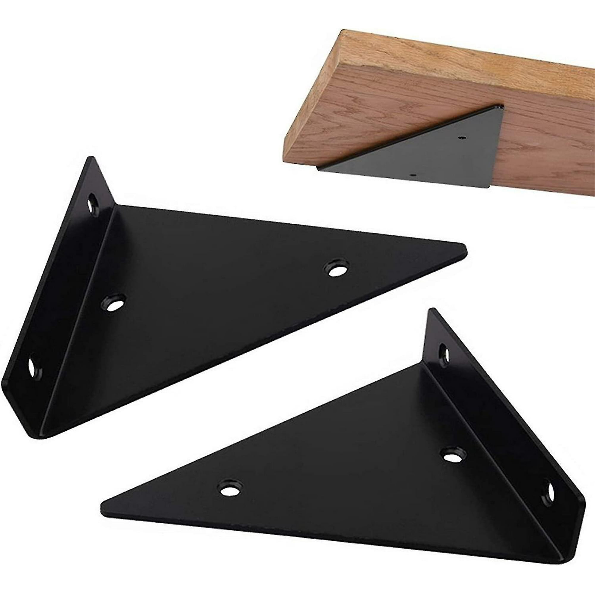 4 soportes de estante resistentes, soportes de soporte para estantes,  soportes de ángulo triangular de 90° para estantes, soportes flotantes en  L