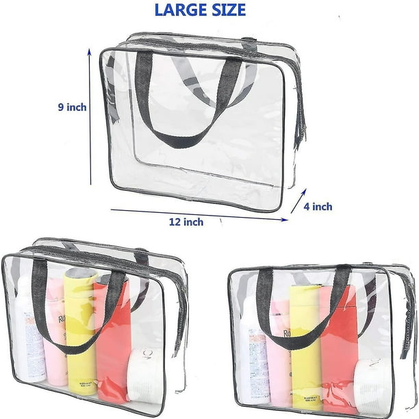 3 bolsas de viaje transparentes grandes para artículos de tocador, bolsas  de maquillaje de plástico transparente impermeables, bolsas de  almacenamiento organizadoras de embalaje tr