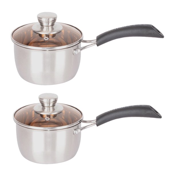 Set de 3 Cacerolas De Acero Inox Con Tapa 14 cm