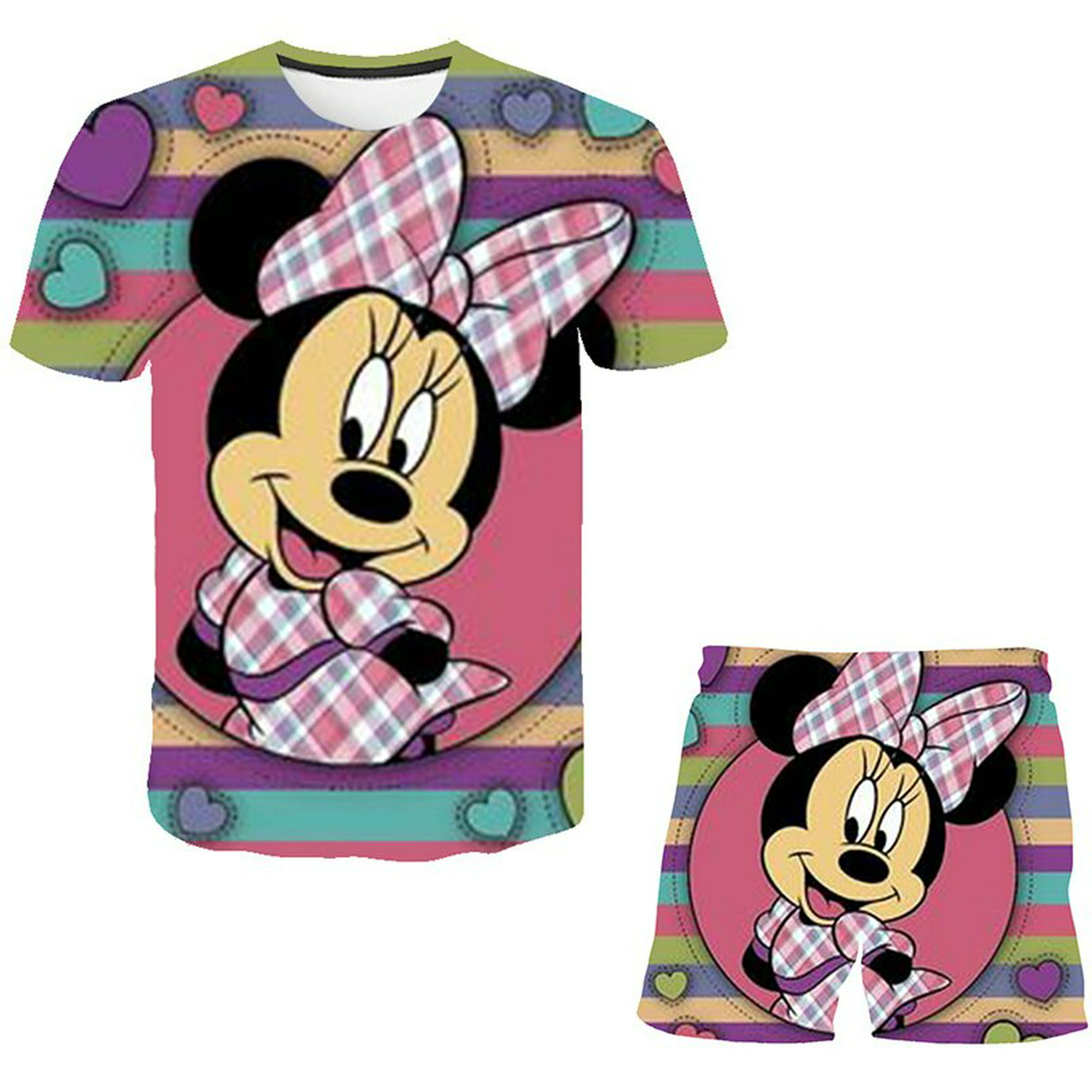 Conjuntos de ropa de Mickey de Disney para bebé, camisetas y pantalones  cortos para niñas de Mickey Mouse, 2 uds., disfraces de dibujos animados para  niños de 1 a 14 años, 6