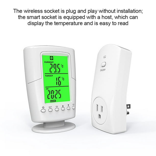 Termostato Control remoto inalámbrico Termostato Enchufe Calefacción  Refrigeración Controlador de temperatura eléctrico, Enchufe de EE. UU.  Methold HA003561-02