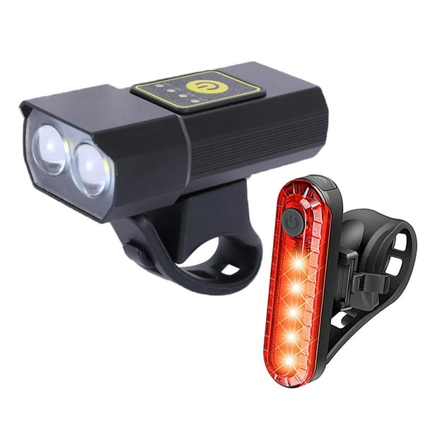 Bicicleta luz delantera USB recargable lámpara de cabeza linterna bicicleta  con luz trasera Sharpla Luz de bicicleta