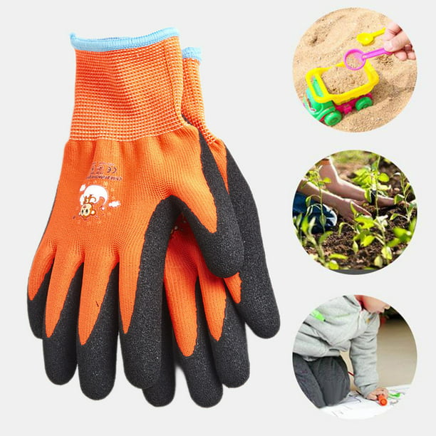 Guantes de jardinería para , guantes de jardín para niño palma recubierta  de goma, guantes de trabajo de bricoje para , para , de 4 a 8 años C