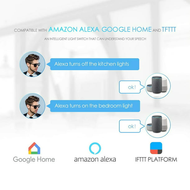 Alexa Smart Switch, interruptor de luz inteligente funciona con Google  Home, un solo polo, no requiere concentrador, cable neutro, 1 paquete