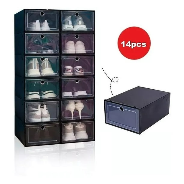 Set de 14 Cajas Organizadoras de Zapatos Apilables - Mueble para Zapatos,  Hogar, Cajas de Plástico, Mueble, Organizador de Plástico, Muebles para  Ropa y Organizador Cajones, Ideal para Ahorrar Espacio