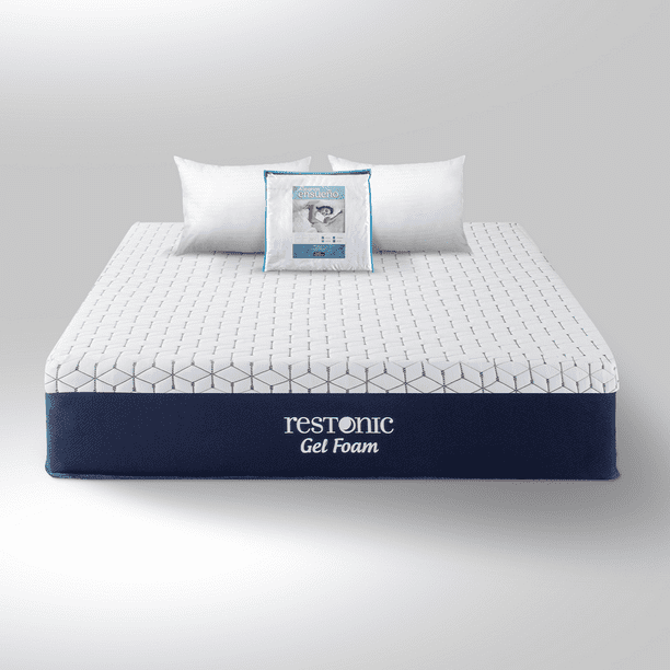Colchón Gel Foam Restonic King Size + 2 almohadas SC + Juego de Sabanas Ensueño Restonic Gel