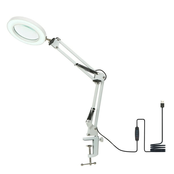  Lámpara de lupa 56 LED, lente 3D, 8D, luz de lupa de 3.346 in,  brazo giratorio ajustable, altura para escritorio, mesa, tarea,  manualidades, joyería, costura, banco de trabajo, : Arte y Manualidades
