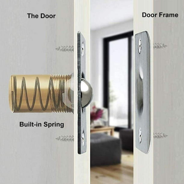 Cerraduras de puerta – Cerradura de bola de puerta, cierre de acero  inoxidable con placa de golpeo ajustable para puertas, armario, armario,  acabado