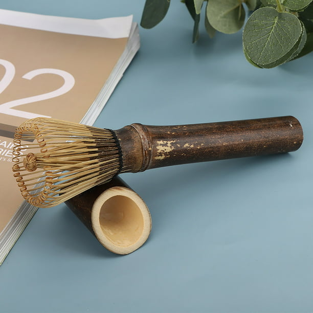  Chasen Matcha Cepillo de batidor de té verde bambú natural  estilo japonés mango largo herramienta de cepillo de polvo (blanco) : Hogar  y Cocina
