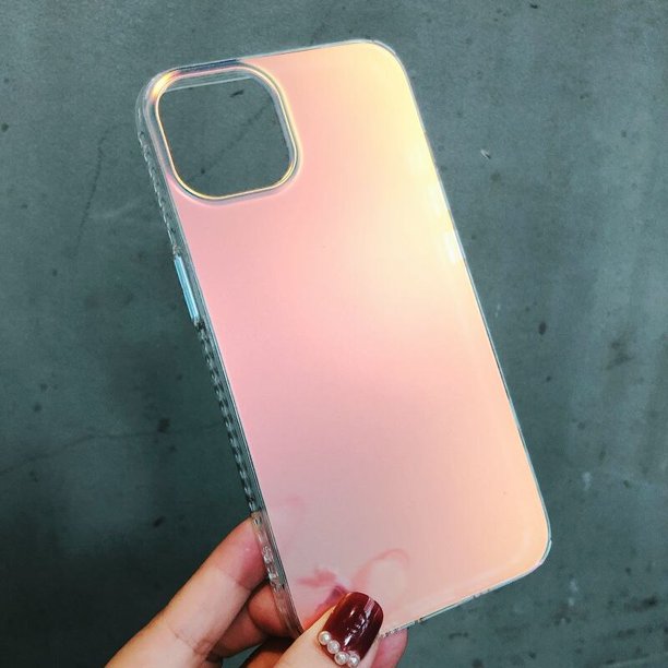 Funda transparente con láser colorido rosa para iPhone X XR XS SE