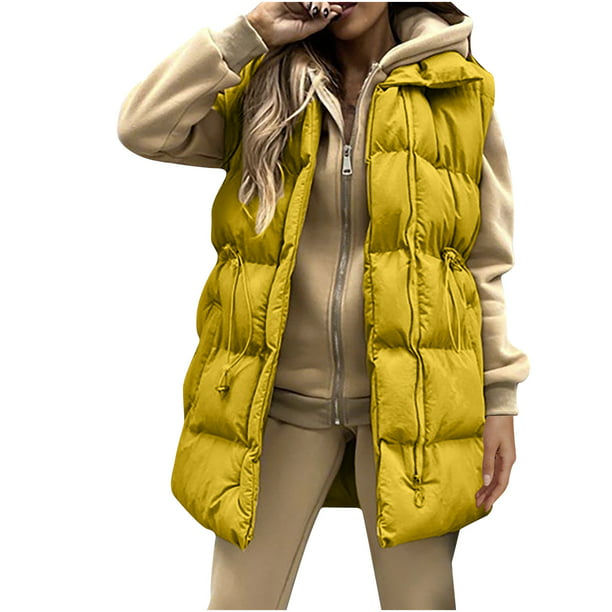 Chaleco corto de invierno para mujer, ligero, sin mangas, cálido, para  exteriores, chaleco acolchado, chaleco, Tops, abrigo Fridja qr1124