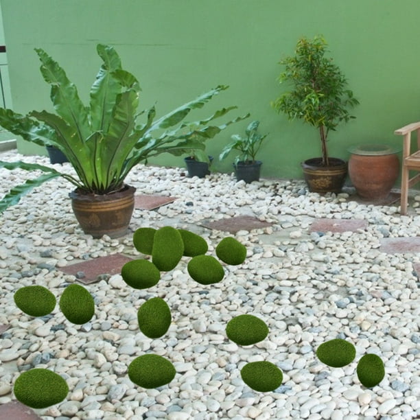 Rollo de musgo verde de 4 x 48 pulgadas con 12 piezas de rocas artificiales  de musgo decorativas de 3 tamaños y un paquete de musgo preservado, juego