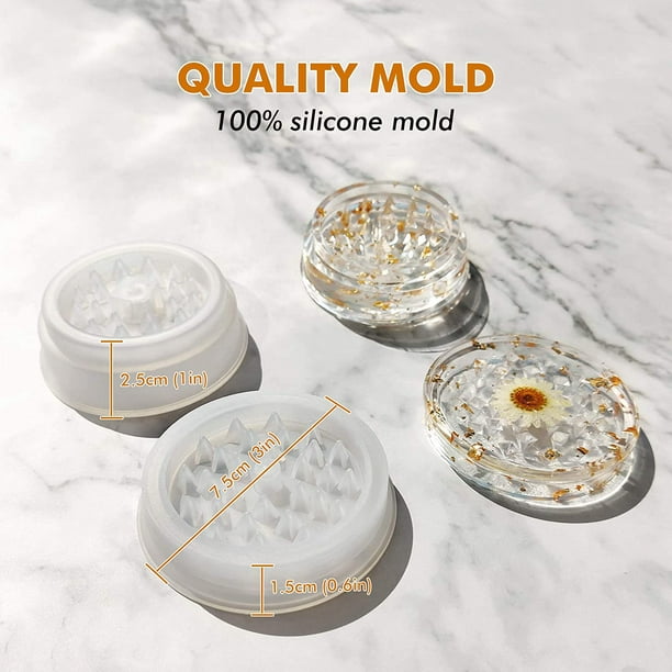 Molde de molinillo grande para resina de 3 pulgadas con forma de picos  eficiente, moldes de silicona premium para fundición de resina para moler