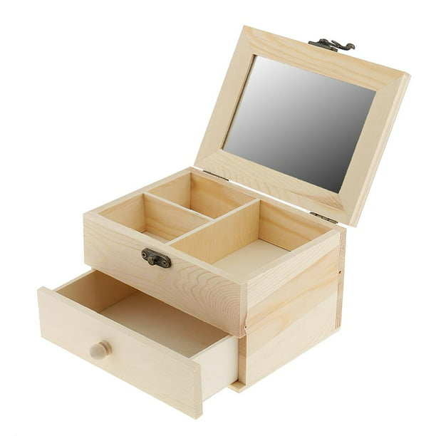 Caja de madera natural con tapa, 40 x 30 x 10 cm, caja de