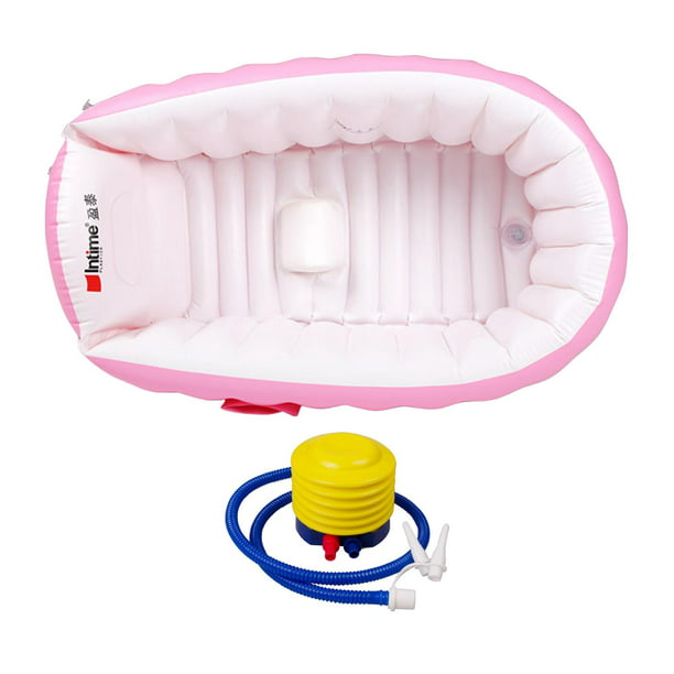 Bañera inflable para bebé, portátil para bebé, bañera de viaje  antideslizante, mini piscina de aire, lavabo plegable grueso con bomba de  aire, color
