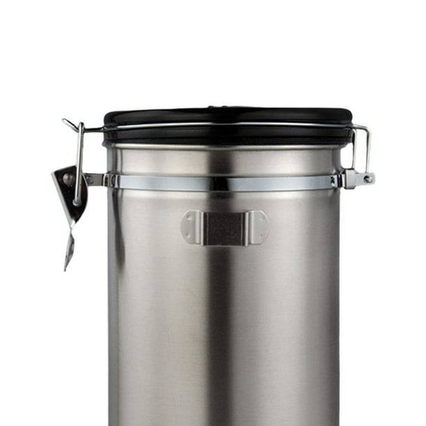  Contenedor de grano de café hermético grande de acero  inoxidable para café y té, recipiente de café negro para cocina (color  blanco, tamaño: 1.8L) : Hogar y Cocina