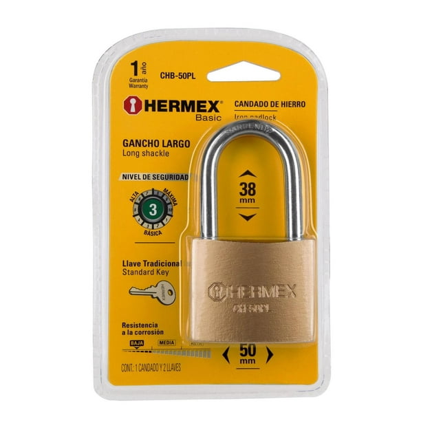 Candado De Acero Máxima Seguridad 60mmllave A Hermex