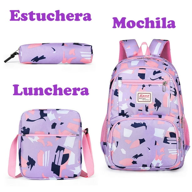 Mochila triple NIÑA – Mochila, lonchera y lapicera – Gato color al azar –  Joi Boutique