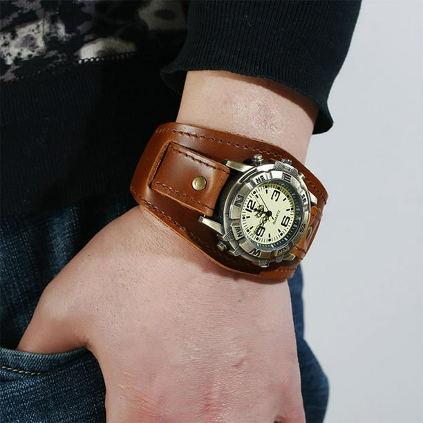 Reloj de , cuero correa de material cuero , brazalete de reloj, para hombre, correa de retro Fernando Reloj de pulsera | en línea