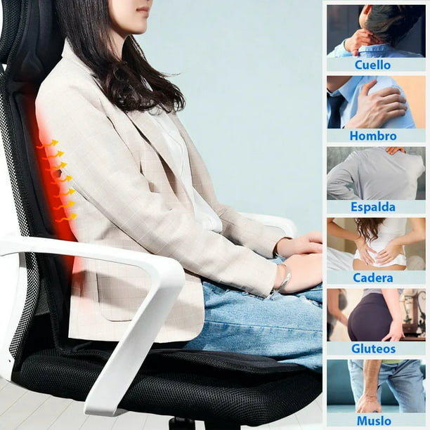 COMFIER Masajeador de cuello y espalda con calor, cojín de asiento de silla  de masaje de altura ajustable para cuello, hombros, almohadilla para silla